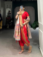 Load image into Gallery viewer, Elegant Paithani Jacquard Silk Saree Set – Red &amp; Rani Color , Red silk saree for wedding , Bridal red lehenga , Red sequin gown , Red festive wear for women , Traditional red saree online . 
