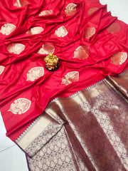 Red Color Lichi Silk Sarees With Price And Online Best Shopping Price Under 1500 . this Fabric Red Lichi Silk Saree Best For Weddings and This Saree Zari Weaving Work Work and Rich Border Fully Zari Weaving Work and This Fabric Weddings Special Zari Weaving Work . Traditional Look 2025-26  . 