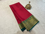 Load image into Gallery viewer, Semi-Mysore Silk Saree with Zari weaving, 6.3m length. Machine washable. Includes matching blouse piece. Ideal for Pongal celebrations.

