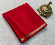 Buy Red Viscose Silk Saree With Zari Weaving Online , Traditional Red Saree With Gold Zari Border , Latest Red Saree Collection For Brides & Festivals and Designer Red Silk Saree For Party & Special Occasions . 