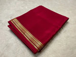 Load image into Gallery viewer, Bridal red Mysore silk saree with golden zari . Red color saree with zari weaving work and semi mysore silk fabric...
