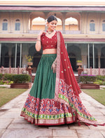 Load image into Gallery viewer, Tulsi Tussar Silk Red Dhavani / Langa Davani | Shoppers Trend
