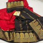 Load image into Gallery viewer, pure Red Color Semi-Mysore Silk Saree with zari work. 6.3m length. Includes blouse. Machine washable With Price Under 899 - Shop Now Shoppers Trend

