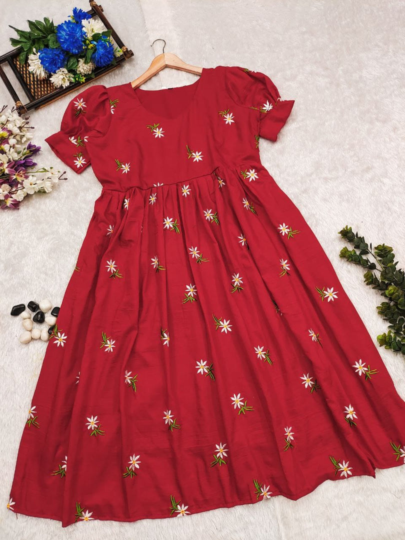 Jagruti Maska Cotton Red Dress | Shoppers Trend