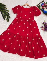 Payal Maska Cotton Red Dress | Shoppers Trend