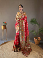 Load image into Gallery viewer, Red Color Paithani Sarees Price and Online Shopping Price Under 2500 . This Fabric Paithani Weaving Work For This Saree Red Paithani Color For Weddings Best Price Under 2500 . this Fabric Mainly Manufacturing in First Time Aurangabad  in Maharashtra . Traditional look For 2024-25 , 2025-26 . 
