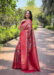 Red Color Soft Silk Sarees With Price and Online Shopping For Weddings pric eunder 2000 .  This Fabric Softy Silk Saree with Old Zari weaving Work . This Saree Most Unique and Best Fabric .