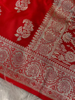 Load image into Gallery viewer, Lara Red Satin Silk Saree | Shoppers Trend
