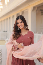 Load image into Gallery viewer, Kamla Faux Georgette Sky Anarkali | Shoppers Trend
