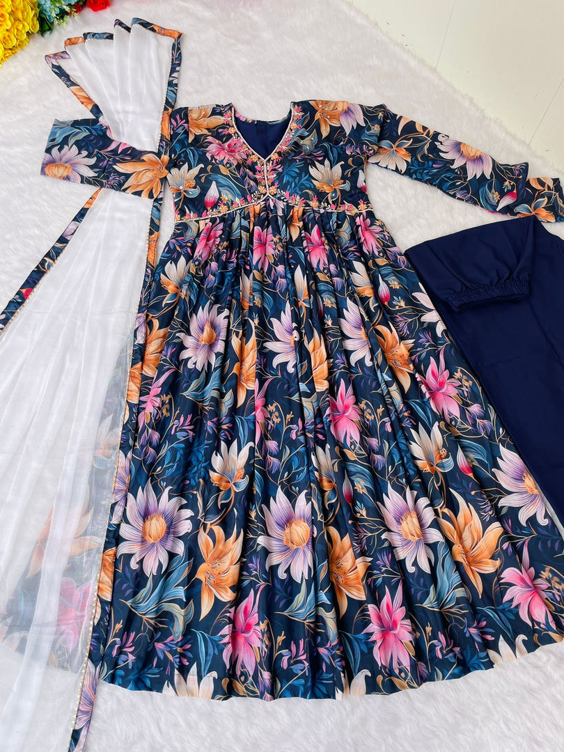 BLURRY BLUE (ANARKALI SET) - Premium Anarkali from shoppers trend - Just Rs. 999! Shop now at shoppers trend