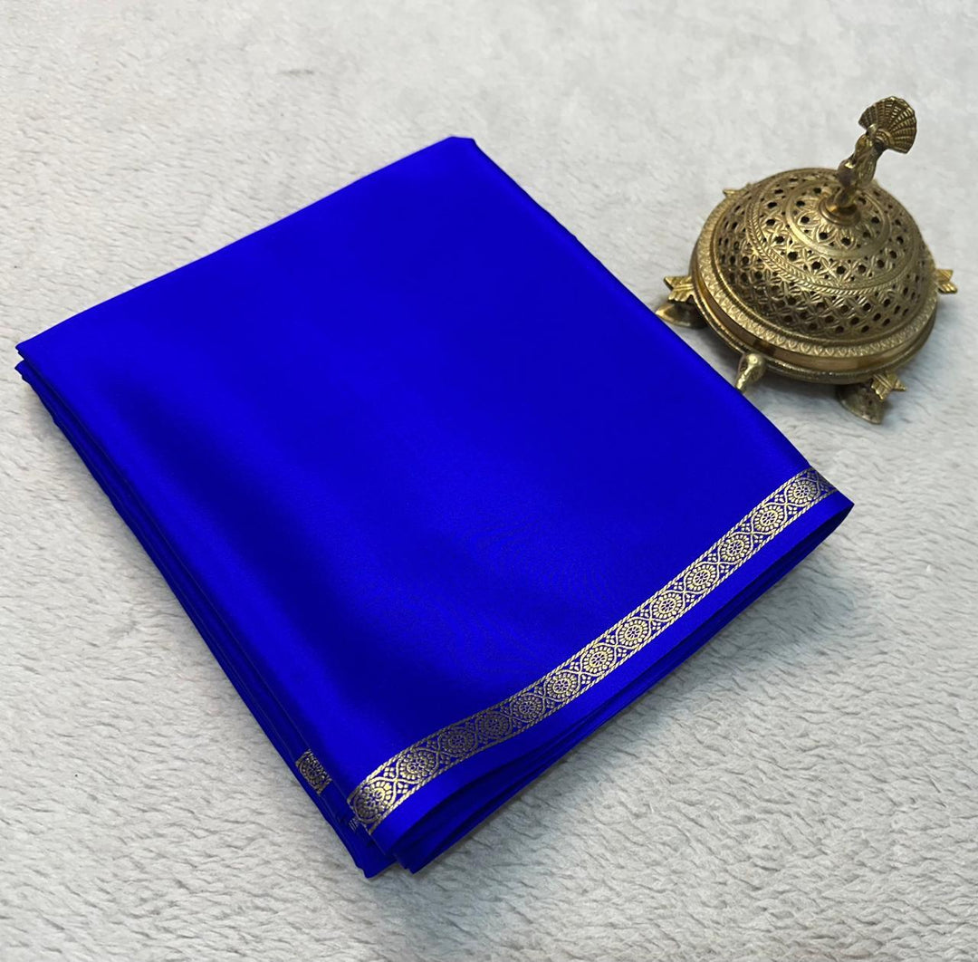 Buy Blue Silk Saree With Zari Weaving Online , Royal Blue Viscose Silk Saree For Weddings , Designer Blue Silk Saree For Party Wear and Latest Blue Saree Collection For Traditional Events . 