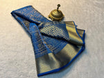 Load image into Gallery viewer, Royal Blue Mysore Silk Saree with zari work. Includes blouse. 6.3m. Machine washable.

