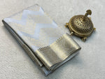 Load image into Gallery viewer, Silver Wonderful Mysore Silk sarees with price and online shopping price under 1500. this fabric Mysore Silk saree mainly manufacturing Mysore district in Karnataka  , India . 
