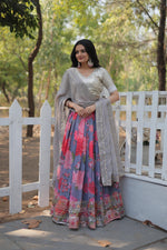 Load image into Gallery viewer, Aarvika Faux Georgette Silver Dhavani  / Langa Voni | Shoppers Trend
