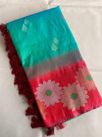 Load image into Gallery viewer, Pure silk sky saree with blouse – affordable luxury , Trendy sky blue silk saree for classy ethnic looks , Best-selling sky soft silk saree with rich zari border , Budget-friendly sky blue saree in crafted silk , Sky color saree with zari weaving – latest arrival ₹2299 . 
