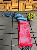 Load image into Gallery viewer, Sky Kubera Pattu Softy Silk Sarees With Price and Online Shopping Price Under 1500 . This Fabric Soft Smooth Fabric Kubera Pattu Softy Silk Saree With Zari Weaving work .
