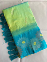 Load image into Gallery viewer, Sky Blue or Parrot Color Premium Silk Sarees Price 2299 , Bright parrot green silk saree with golden zari touch , Traditional parrot color saree in premium silk ₹2299 , Wedding-perfect parrot silk saree with fine weaving , Parrot green soft silk saree with intricate design , 
Shine in parrot green saree with matching blouse piece , Fresh parrot tone crafted silk saree under budget . 
