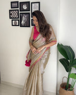 Load image into Gallery viewer, Gold Tissue Silk Fabric In This Amazing Saree and Special Collection , Zari Weaving Work in Saree , Golden Silk Zari Using saree 
