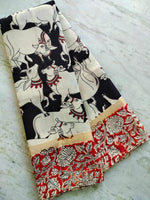Load image into Gallery viewer, Classic Black Kalamkari Nellore Silk Saree , Timeless Black Silk Saree with Jari Weaving , Elegant Black Handwoven Kalamkari Saree , Black and Gold Traditional Nellore Silk Saree , Graceful Black Silk Saree for Evening Events . 
