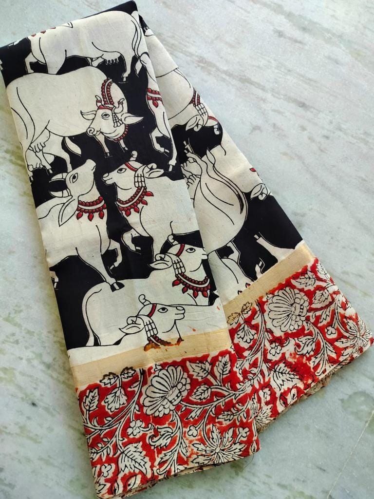 Classic Black Kalamkari Nellore Silk Saree , Timeless Black Silk Saree with Jari Weaving , Elegant Black Handwoven Kalamkari Saree , Black and Gold Traditional Nellore Silk Saree , Graceful Black Silk Saree for Evening Events . 