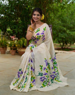 Load image into Gallery viewer, Excellent White Pure Silk Sarees price and Online Shopping Price Under 1000 . This Crafted expensive look and  most famous best product this Pure Silk under 1000 . Traditional Look For 2024-25 ,  2025-26 . 
