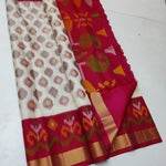 Load image into Gallery viewer, Red Ikkat Handloom Silk Saree , Bridal Red Soft Silk Saree , Red Digital Print Saree for Wedding , Red Traditional Ikkat Saree Online , 
Red Silk Saree with Designer Print . 

