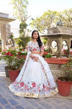 Load image into Gallery viewer, Jalpaiguri Georgette White Dhavani Set | Langa Voni | Shoppers Trend
