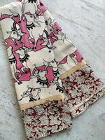 Load image into Gallery viewer, Elegant Pink Kalamkari Nellore Silk Sarees Price and Online Shopping Price Under 999 . Traditional Rani Pink Jari Border Saree 
Handcrafted Pink Silk Saree for Festive Wear , Floral Kalamkari Pink Saree with Blouse ,Soft Pink Nellore Silk Saree for Women . 
