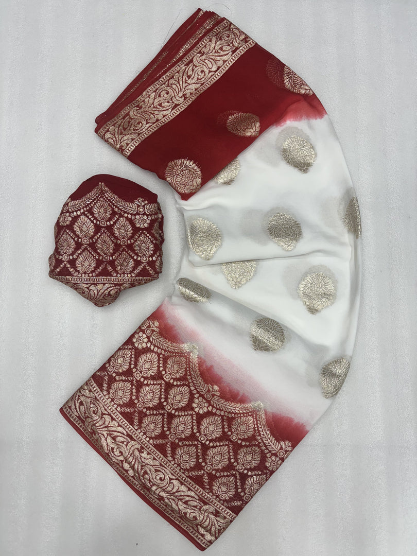 White Viscose Saree From Viscose Saree Fabric For Wedding And Other Occasion , Traditionally, Viscose Sarees are woven , though they can also be made in other materials like cotton, georgette .