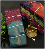 Load image into Gallery viewer, Wine color saree in semi silk fabric , Zari weaving wine saree with blouse , Elegant wine silk saree party wear , Deep wine traditional saree design
, Rich wine saree for festive look , Wine saree for women with zari border , Stylish wine semi silk saree , Graceful wine color wedding saree . 
