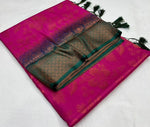 Load image into Gallery viewer, Wine soft silk sarees for weddings and price and online shoping and this fabric smooth softness fabric .The first manufacturing of Soft Silk Sarees in India can be traced to Kanchipuram in Tamil Nadu , India . 
