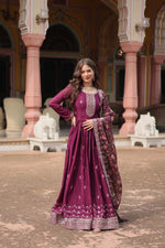 Load image into Gallery viewer, Heena Chinnon With Embroidery Work Anarkali | Shoppers Trend
