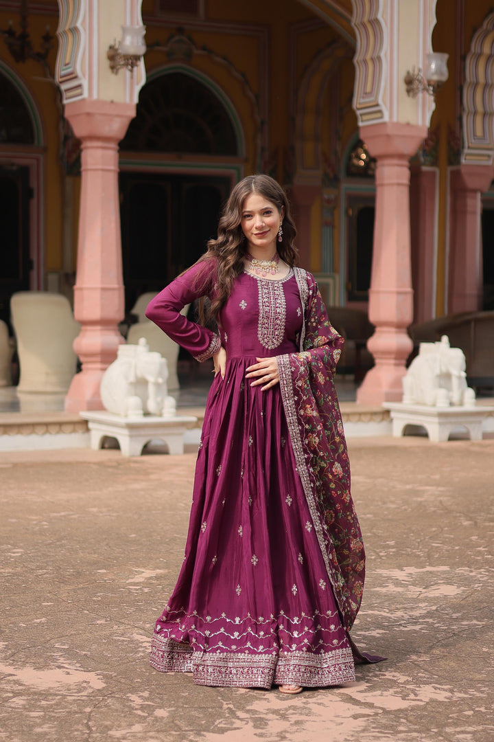 Heena Chinnon With Embroidery Work Anarkali | Shoppers Trend