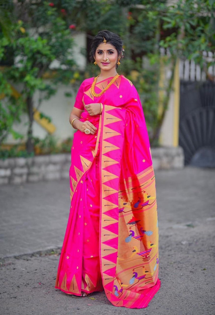 the elegance of tradition with our Rani Pure Soft Silk Saree, meticulously crafted to blend timeless beauty and modern sophistication. This saree is perfect for weddings, festivals, or any grand occasion, adding a regal touch to your wardrobe.