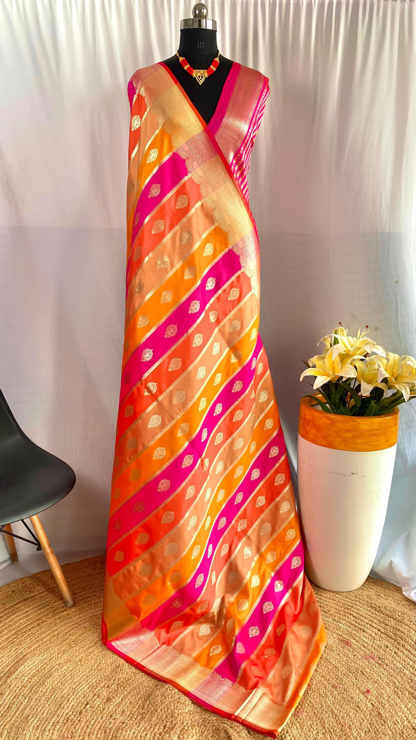Hitanshi Banarasi Satin Silk Yellow Saree | Shoppers Trend