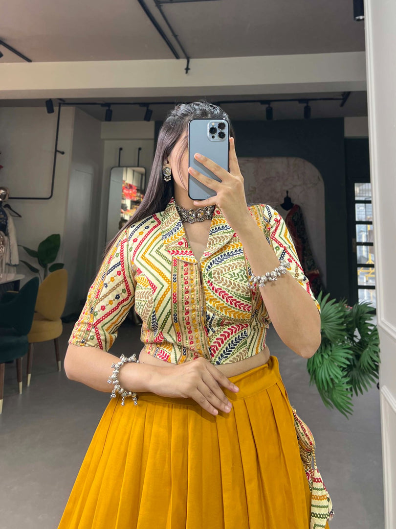 Cotton lehenga with stitched blouse , Plain cotton lehenga for women , 
Summer lehenga set , Cotton lehenga with handmade tassels , 
Casual cotton lehenga choli , 
Lehenga with printed cotton blouse . 