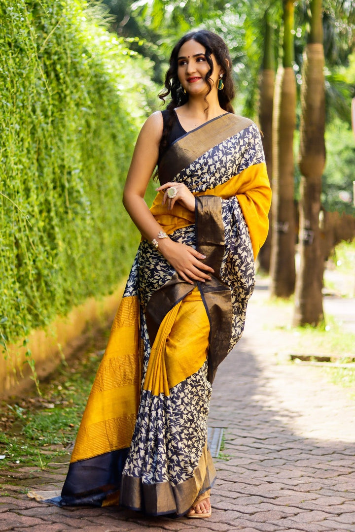 Kavya Kalamkari Tussar Silk Saree | Shoppers Trend