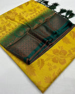 Load image into Gallery viewer, Soft Silk Saree with Zari Weaving, 6.3m length, includes matching blouse. Machine washable. Available in size free . 
