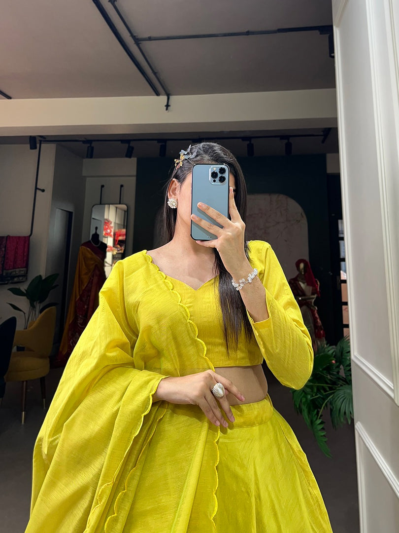 Jenisha Rajwadi Chanderi Silk Dhavani Set / Langa Voni | Shoppers Trend