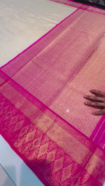 Load and play video in Gallery viewer, Kemi Tissue Silk Cream Saree | Shoppers Trend

