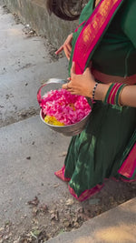 Load and play video in Gallery viewer, Kinaaz Cotton Lichi Green Half Saree / Langa Voni | Shoppers Trend
