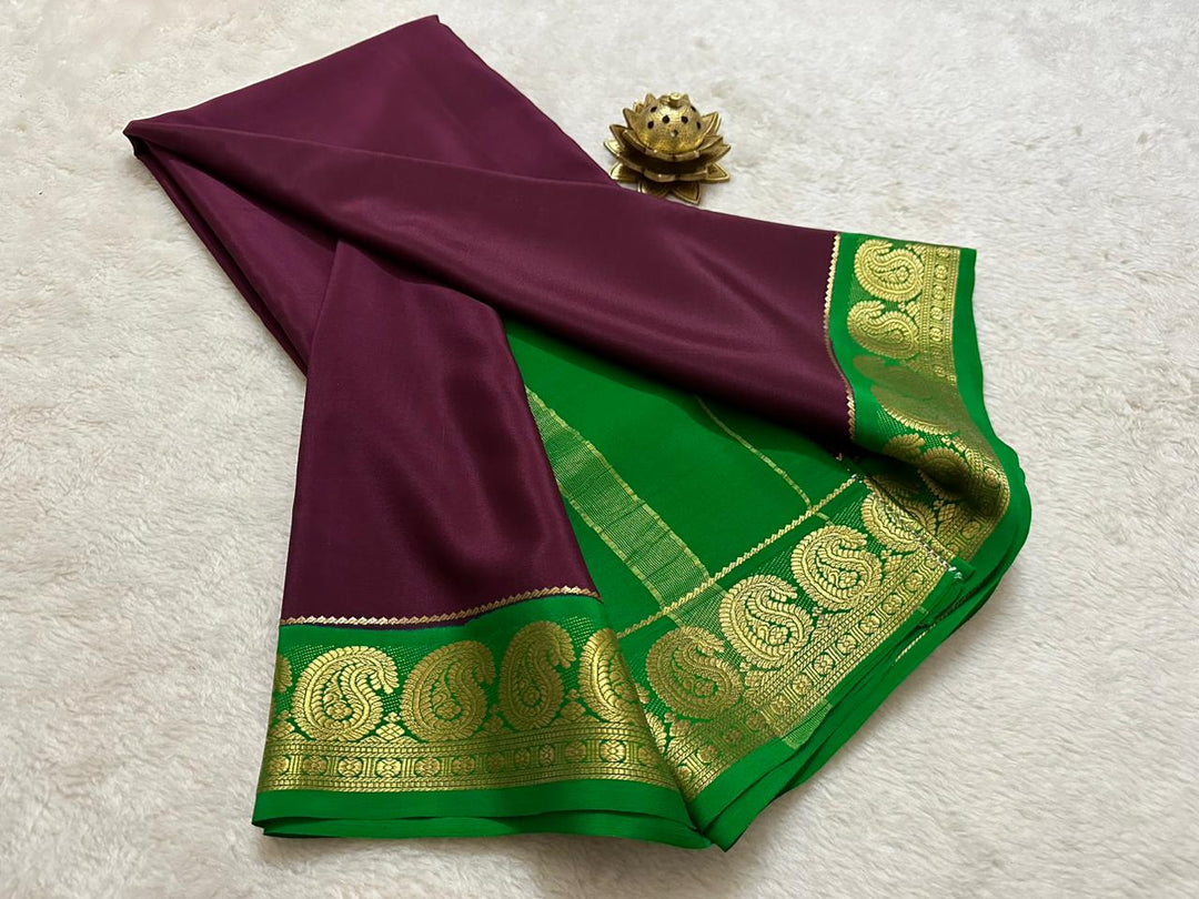 Dark Rani or rani color Semi-Mysore Silk Saree (6.3m) with zari work. Includes blouse. Machine washable - Shop Now - Shoppers Trend
